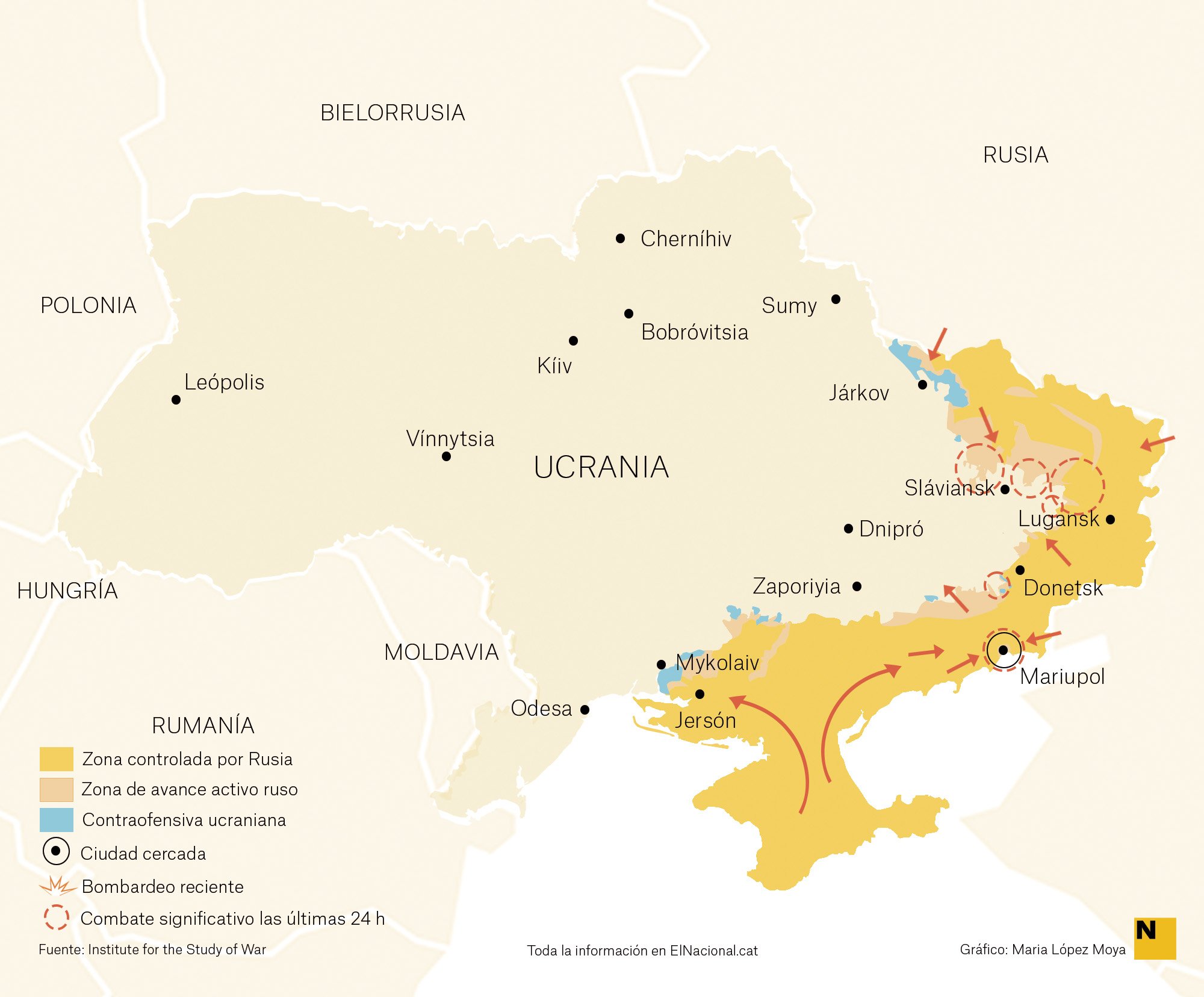 Mapa Ucraïna Guerra 11 maig cas   Maria López Moya 