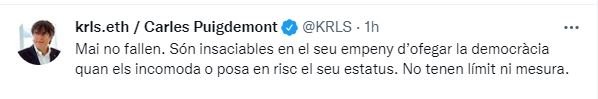 Tuit Puigdemont TS indults