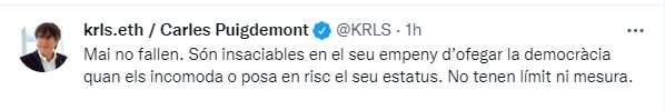 Tuit Puigdemont TS indultos