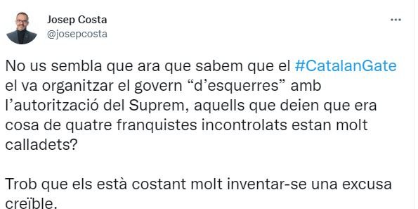 Captura tuit Josep Costa CatalanGate
