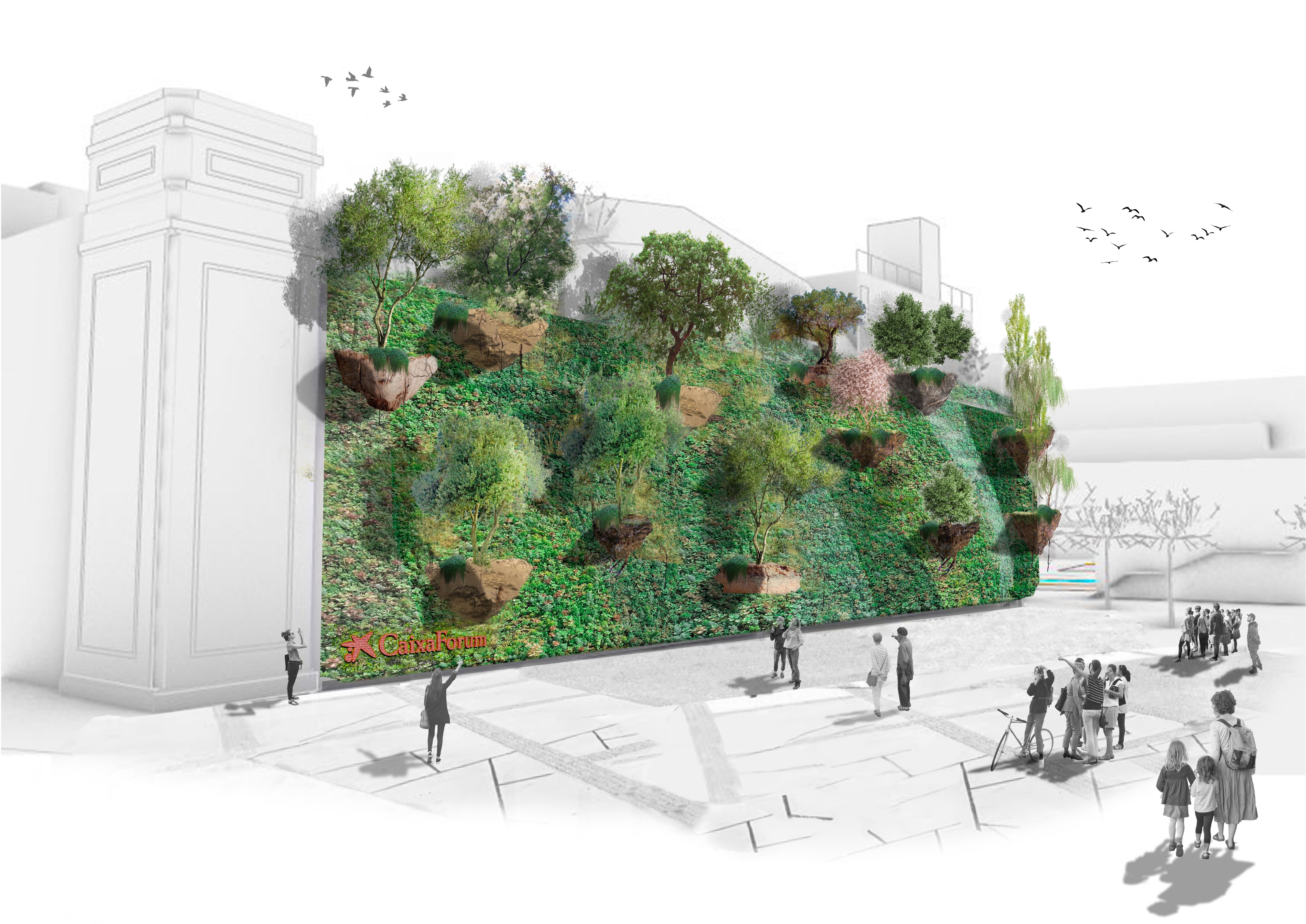 CaixaForum Barcelona instalará el primer bosque vertical con árboles en suspensión