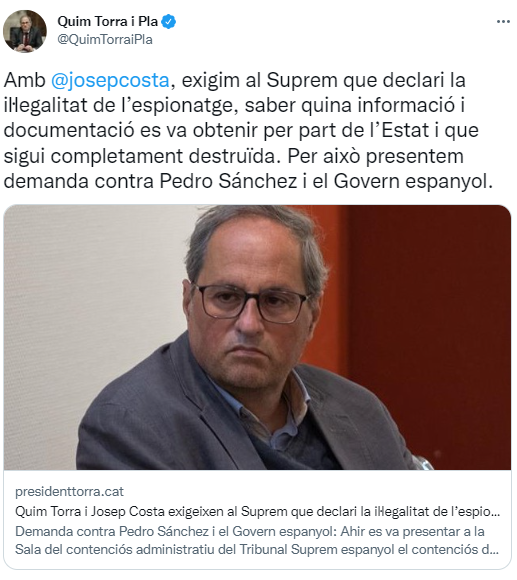 Quim Torra tuit Quim Torra tuit