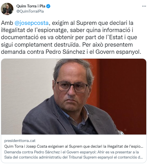 Quim Torra tuit