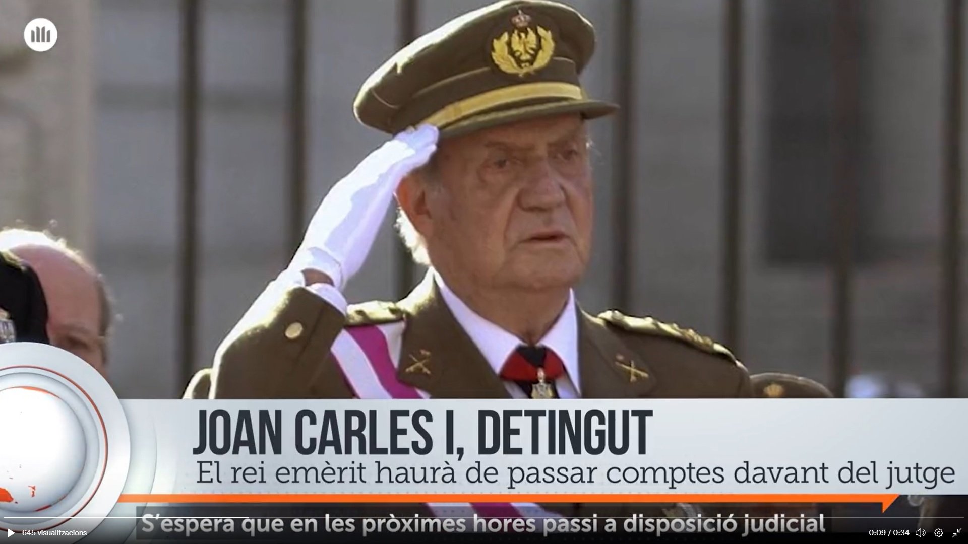 Detención del rey Juan Carlos I, según Ómnium Cultural   Captura de pantalla
