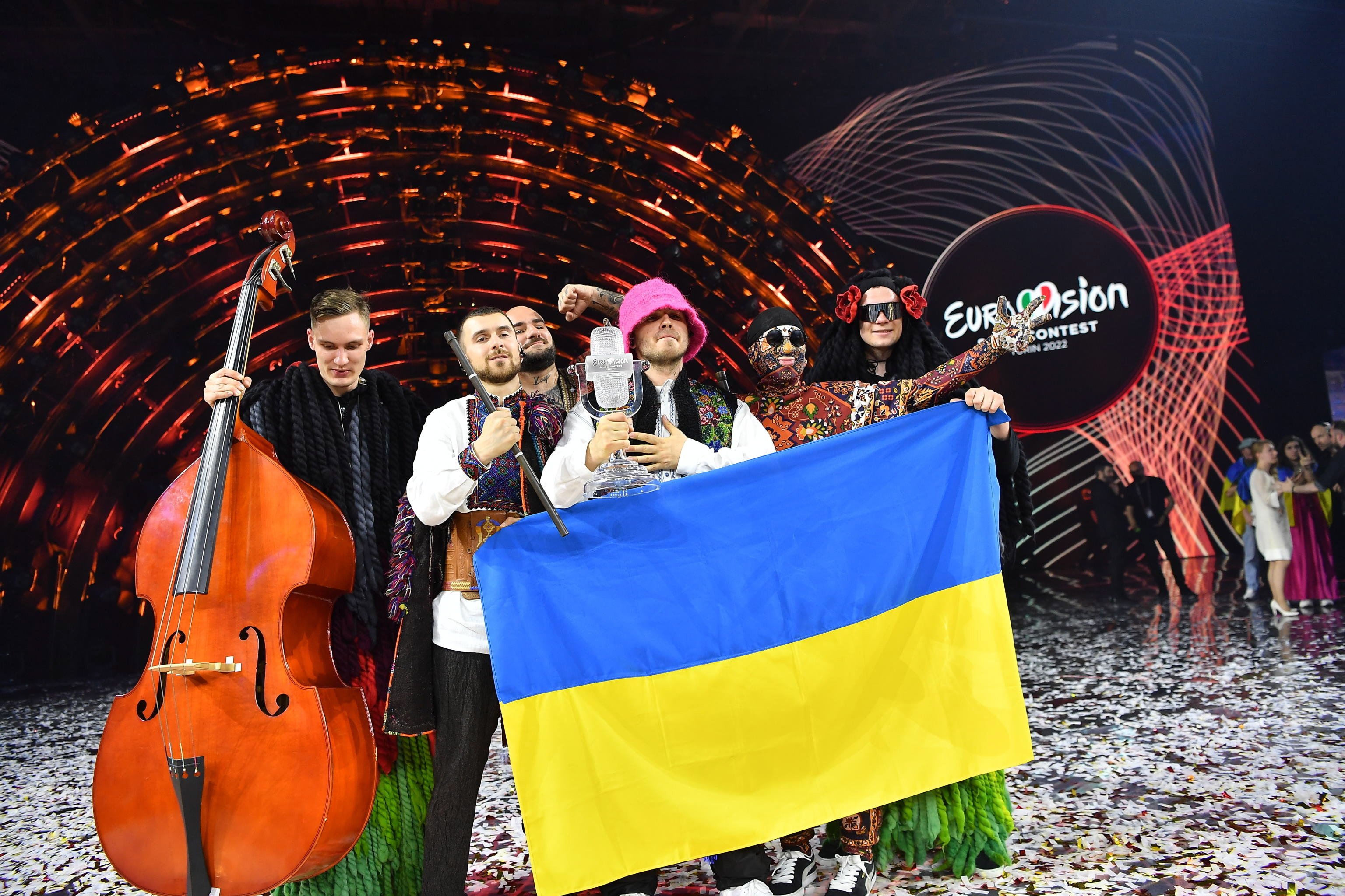 6  Kalush Orchestra Ucrania celebra tras ganar 66º Festival Eurovisión 2022 Turín, Italia   Foto Alessandro Di Marco Efe
