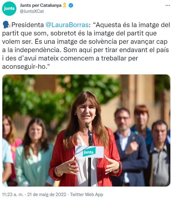 TUIT Junts, Laura Borràs TUIT Junts, Laura Borràs