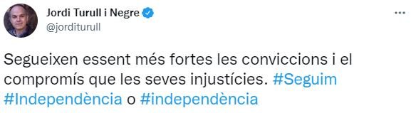 TUIT Jordi Turull sobre la revisión de los indultos