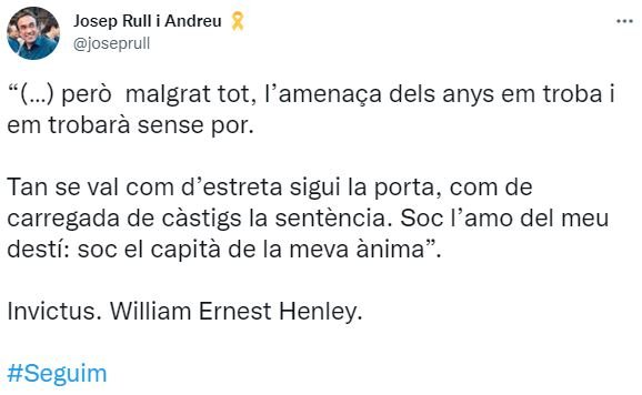 TUIT Josep Rull sobre revisión de los indultos TUIT Josep Rull sobre revisión de los indultos