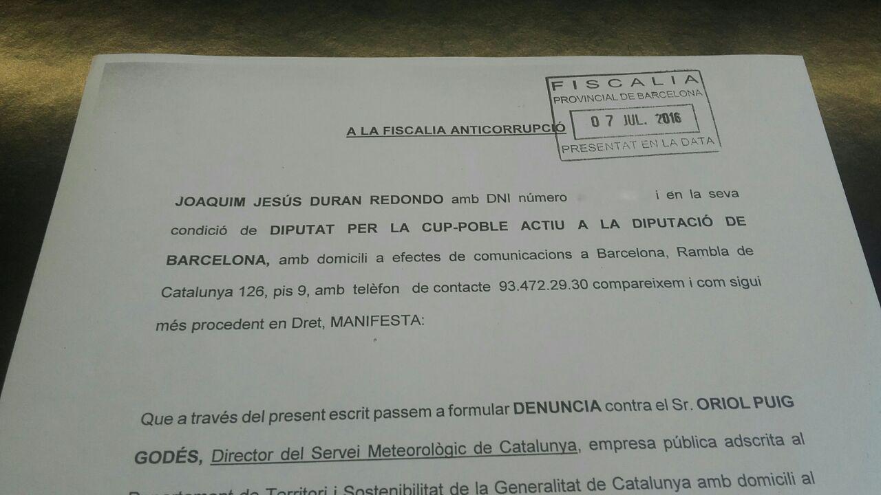 La CUP a la Diputació denuncia el germà de l'exconseller Felip Puig per presumpta prevaricació