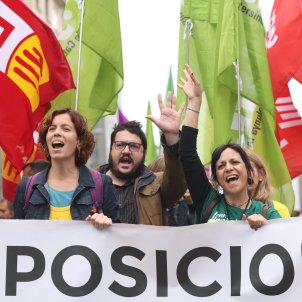 Manifestación educación interinos cabecera, pancarta Iolanda Segura- Foto: Sergi Alcàzar