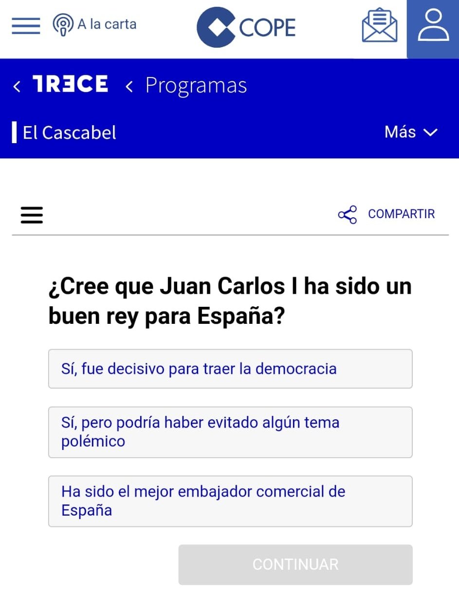 encuesta Juan Carlos Trece TV Twitter
