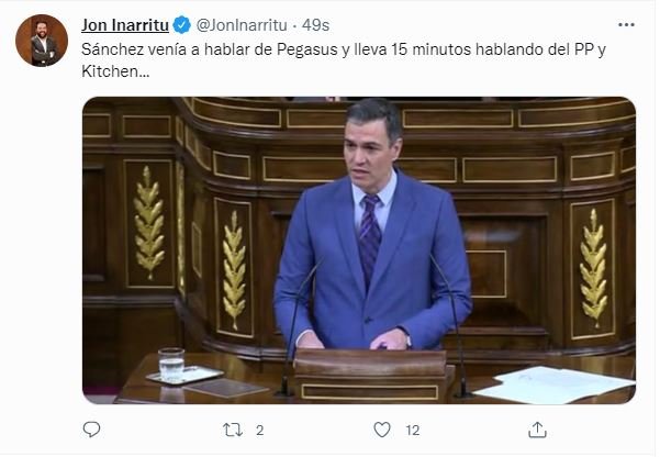 Tuit de Jon Iñarritu criticando el discurso de Pedro Sánchez Tuit de Jon Iñarritu criticando el discurso de Pedro Sánchez