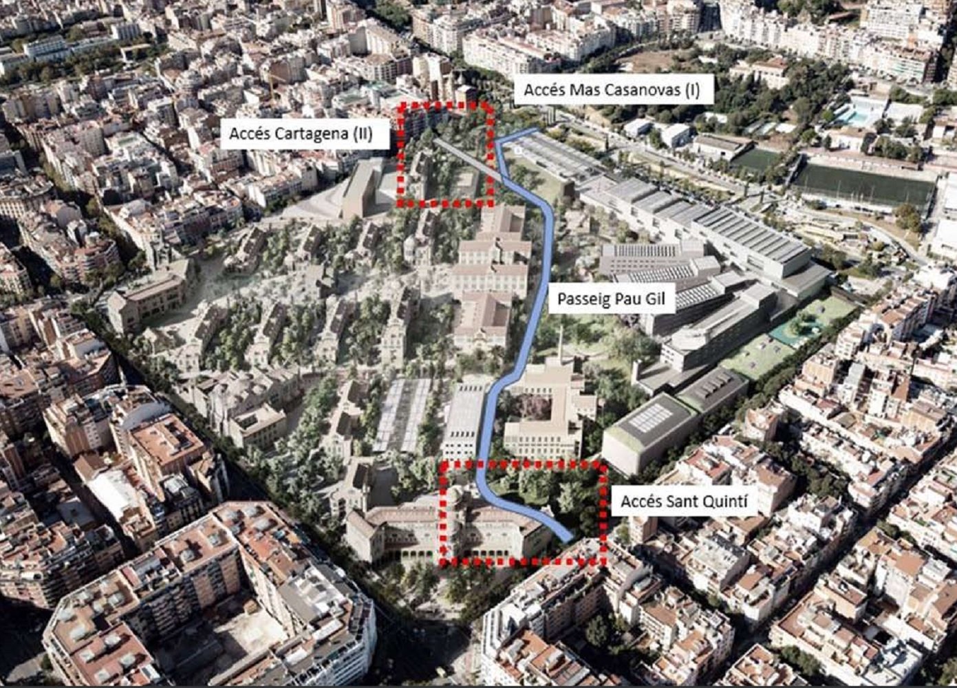Abierto el nuevo vial para peatones que atraviesa el Hospital de Sant Pau
