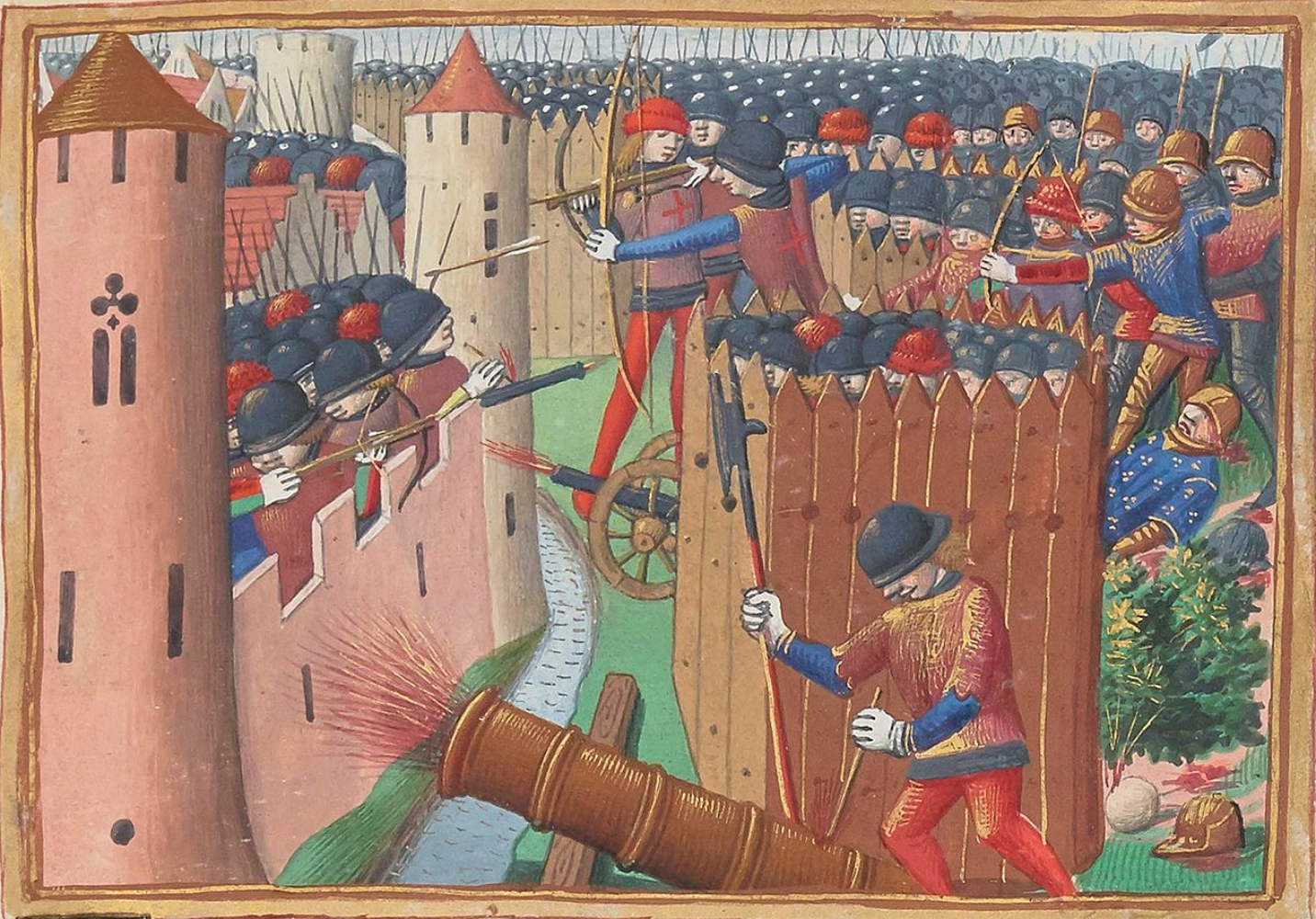 Representación del Asedio o Batalla de Orleans (siglo XV). Fuente Bibliothèque Nationale de France