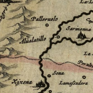 Mapa parcial d'Aragó, amb Sixena i la vall de l'Alcanadre (1633). Font Cartoteca de Catalunya