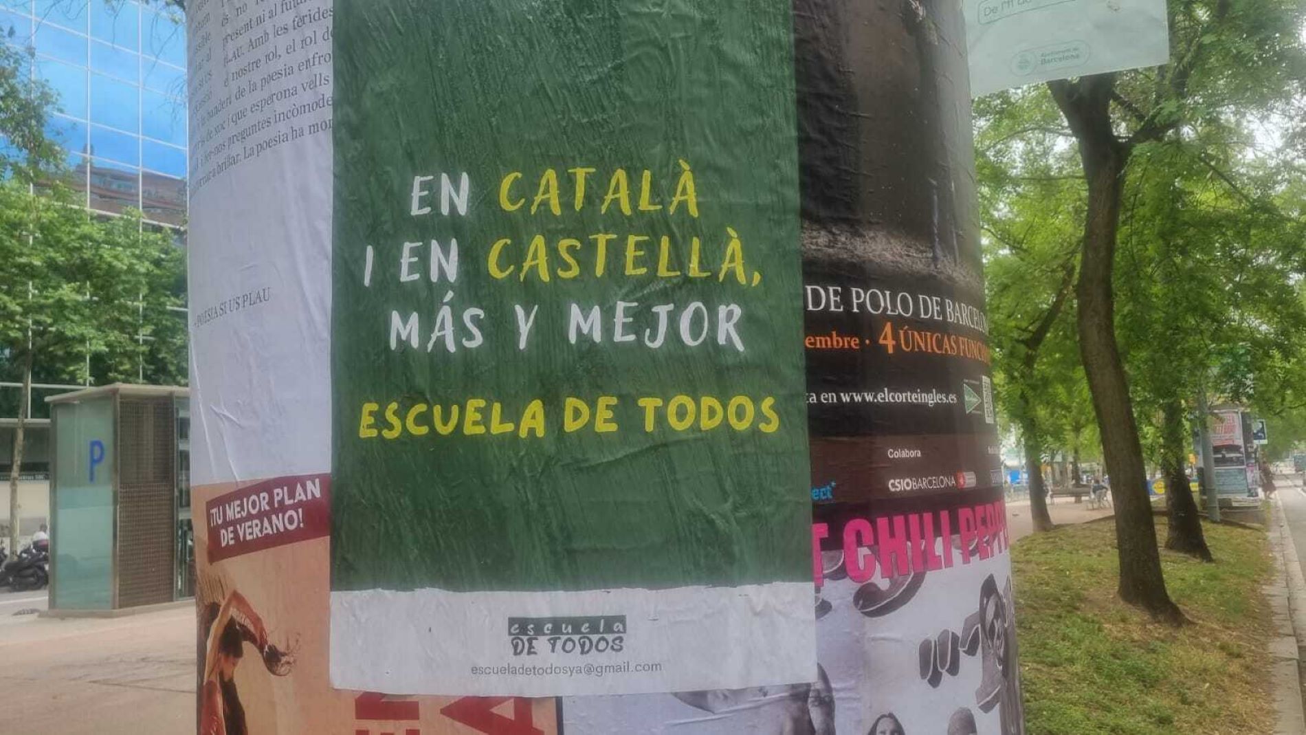 Cartel sobre castellano y catalán, Escuela de Todos