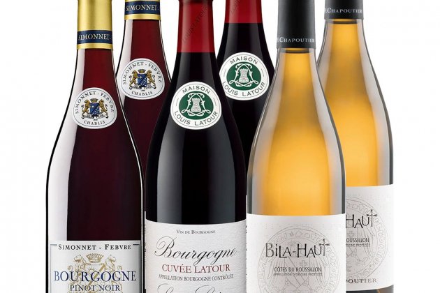 Caja de seis vinos franceses del Clñuib del Gourmet