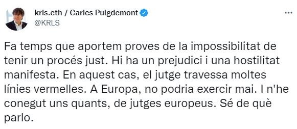 TUIT Carles Puigdemont sobre Volhov TUIT Carles Puigdemont sobre Volhov