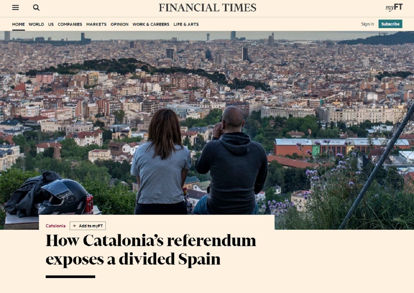 El extenso reportaje del 'FT' sobre el referéndum y la España dividida