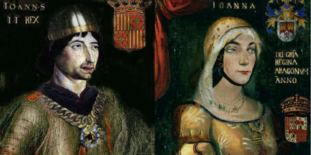 Representació coetània del comte rei Joan II i la seva segona esposa Joana Enriquez. Font Arxiu ElNacional
