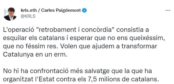 captura tuit Carles Puigdemont contra Illa captura tuit Carles Puigdemont contra Illa