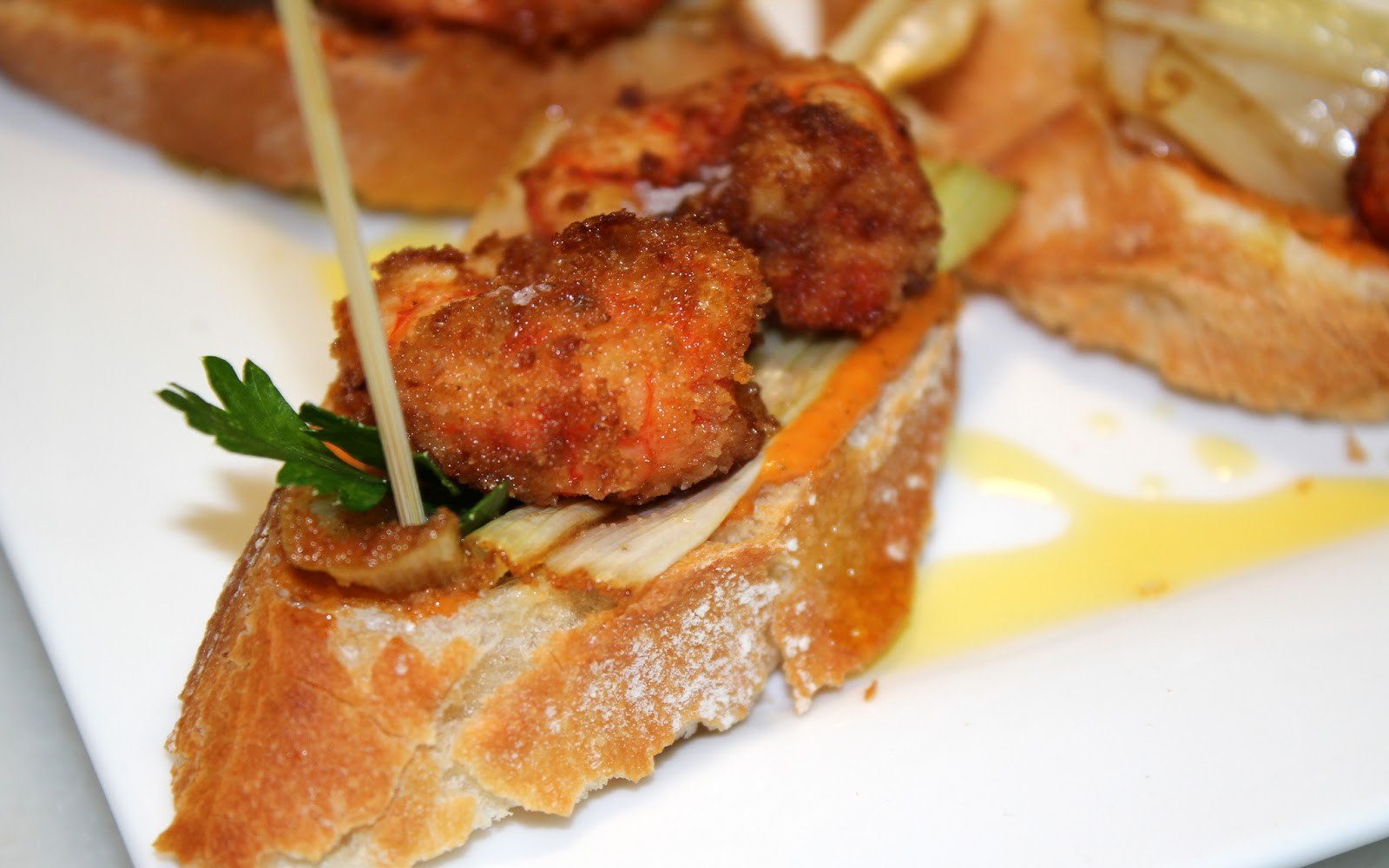 pintxo porro gamba vermella arrebossada romesco pas21