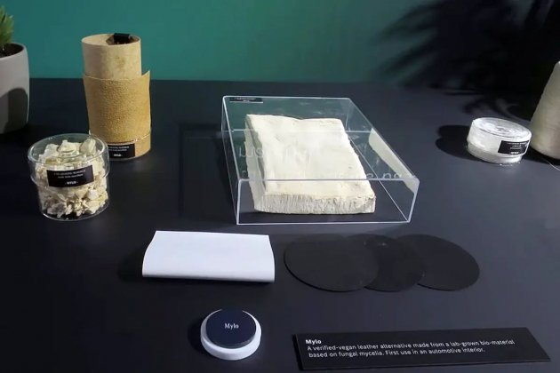 Muestras de Mylo, material de la tapicería del Mercedes EQXX Muestras de Mylo, material de la tapicería del Mercedes EQXX
