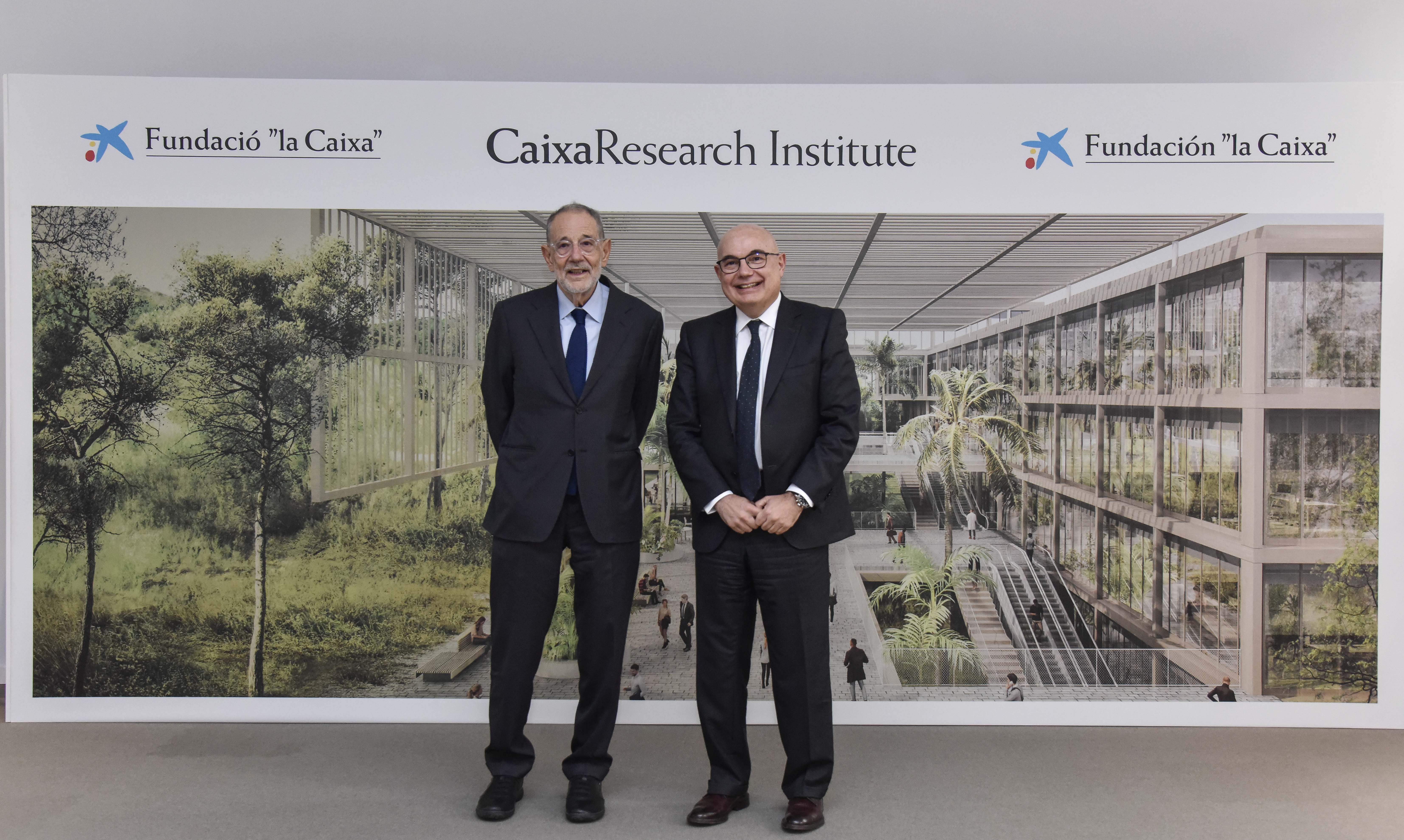 Javier Solana, presidente del Comitè Científic de la Fundació la Caixa, i Josep Tabernero, director del projecte científic del CaixaReserch Institute FC