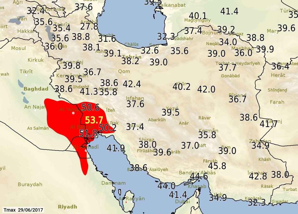 Onada de calor sense precedents a l’Iran amb temperatures de 54 graus