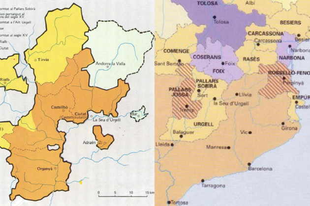 Mapes del vescomtat de Castellbó i dels comtats catalans i occitans a cavall dels segles XII i XIII. Font Enciclopedia