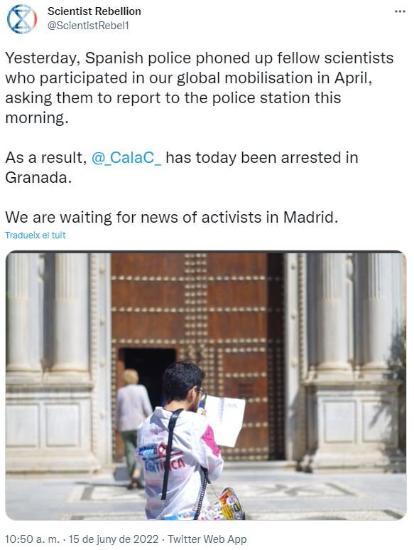 TUIT Scientist Rebellion, sobre detención de activistas climáticos