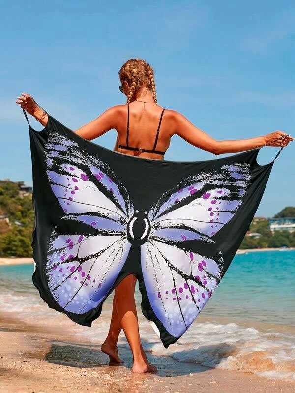 Cover up con estampado de mariposa1 Cover up con estampado de mariposa1