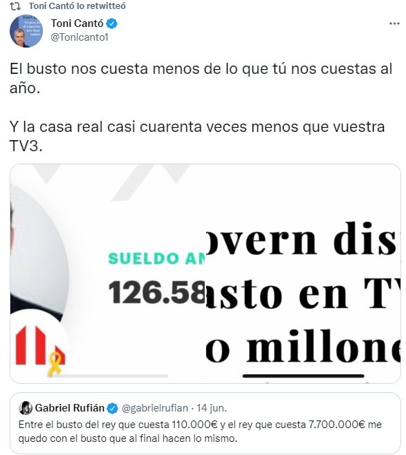 Tuit Toni Cantó Casa Real Twitter