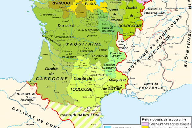 Mapa de los condados independientes de Barcelona y de Tolosa. Fuente Cartas de France