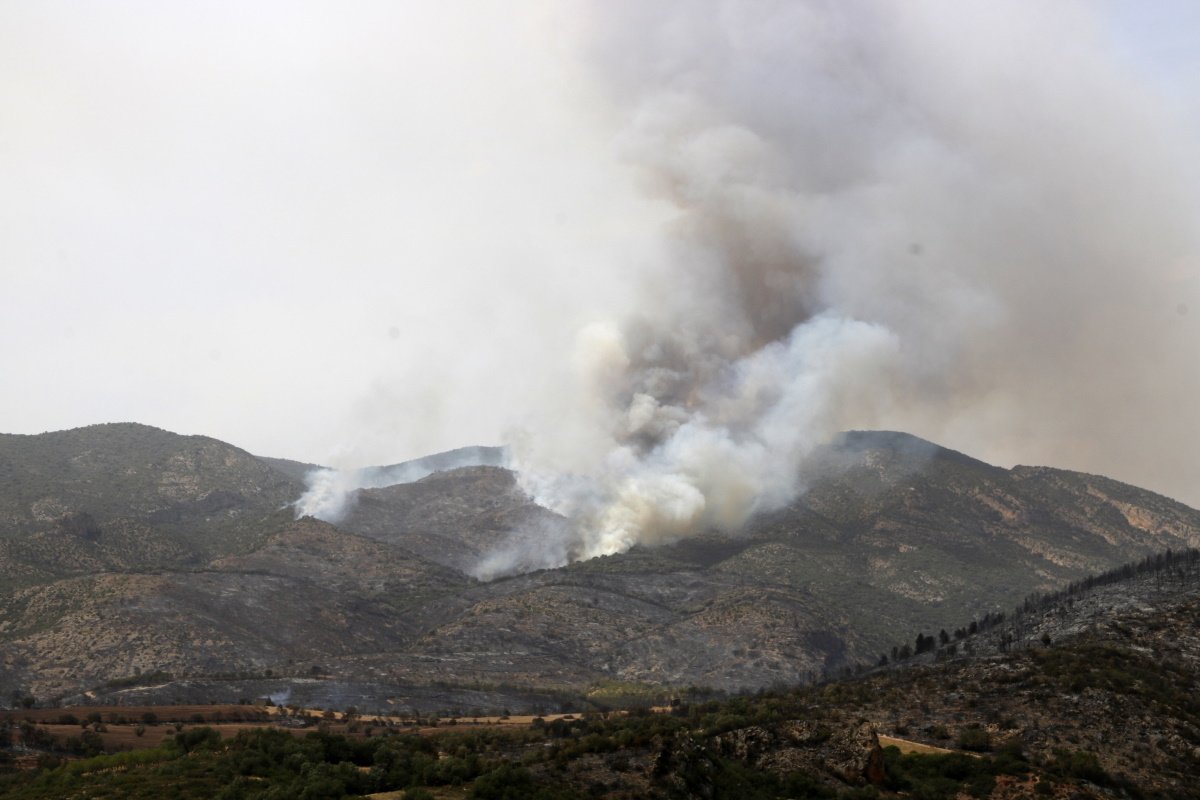 Els Bombers intenten controlar l'incendi d'Artesa de Segre tot i el fort vent