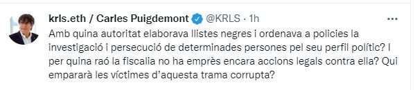 tuit Puigdemont audios Villarejo Rosell tuit Puigdemont audios Villarejo Rosell