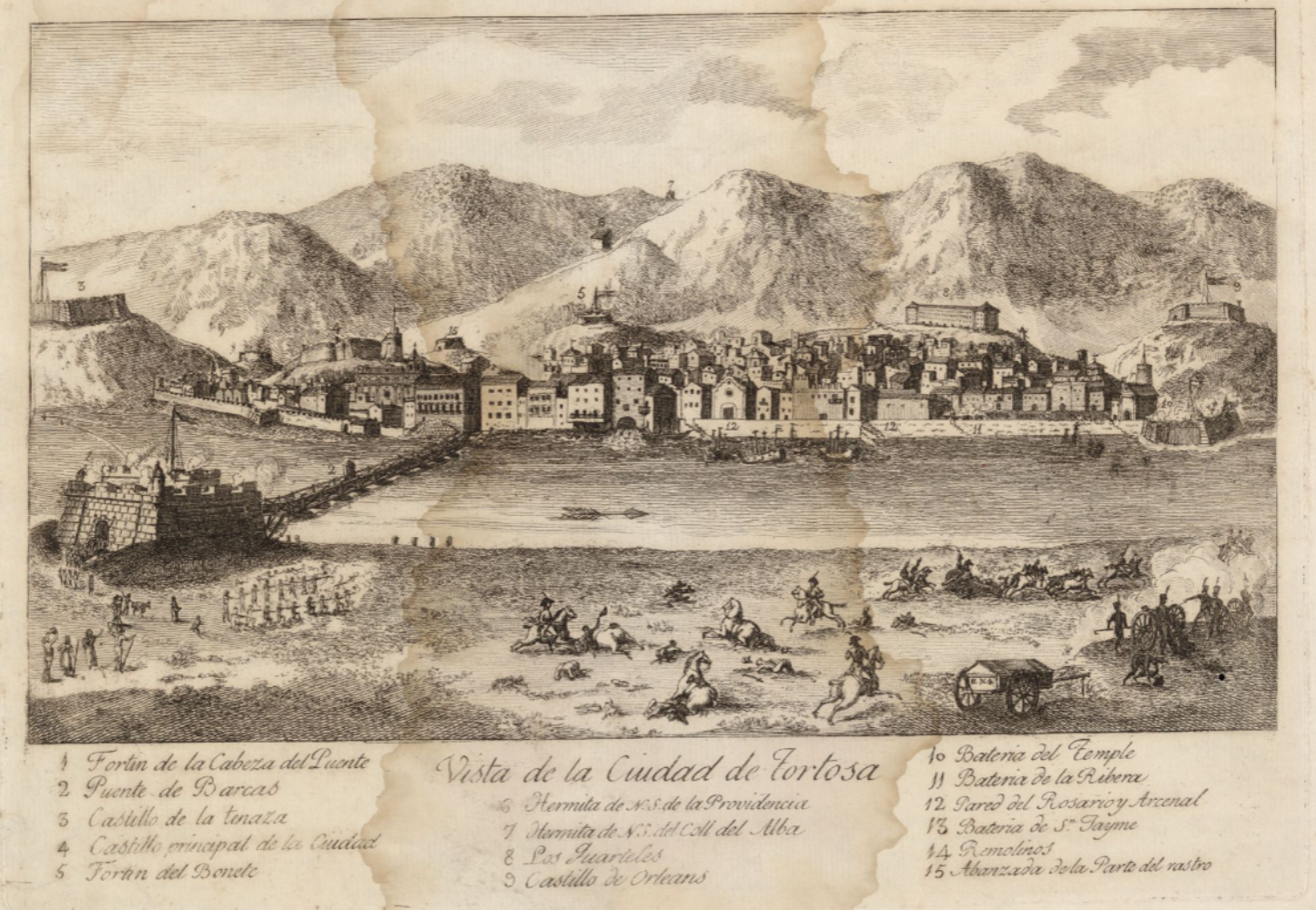 Grabado de Tortosa (1710). Fuente Cartoteca de Catalunya Grabado de Tortosa (1710). Fuente Cartoteca de Catalunya