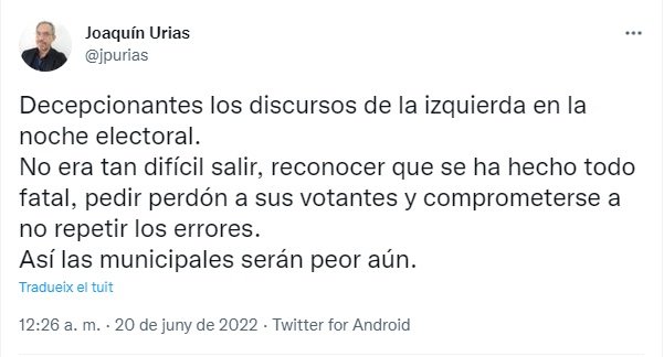 TUIT Urías elecciones andaluzas I