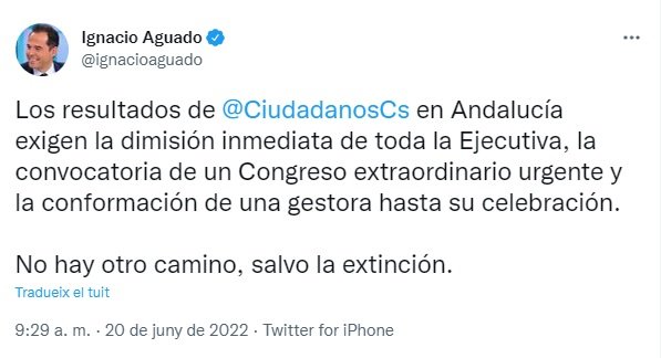 TUIT Ignacio Aguado eleccions andaluses