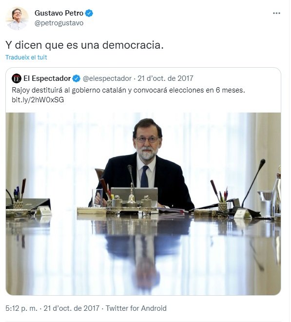 TUIT Gustavo Petr denuncia actuacion Rajoy