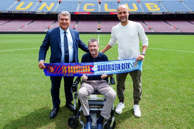 Joan Laporta Pep Guardiola Juan Carlos Unzue Camp Nou Barca Manchester City @FCBarcelona cat Joan Laporta Pep Guardiola Juan Carlos Unzue Camp Nou Barca Manchester City @FCBarcelona cat