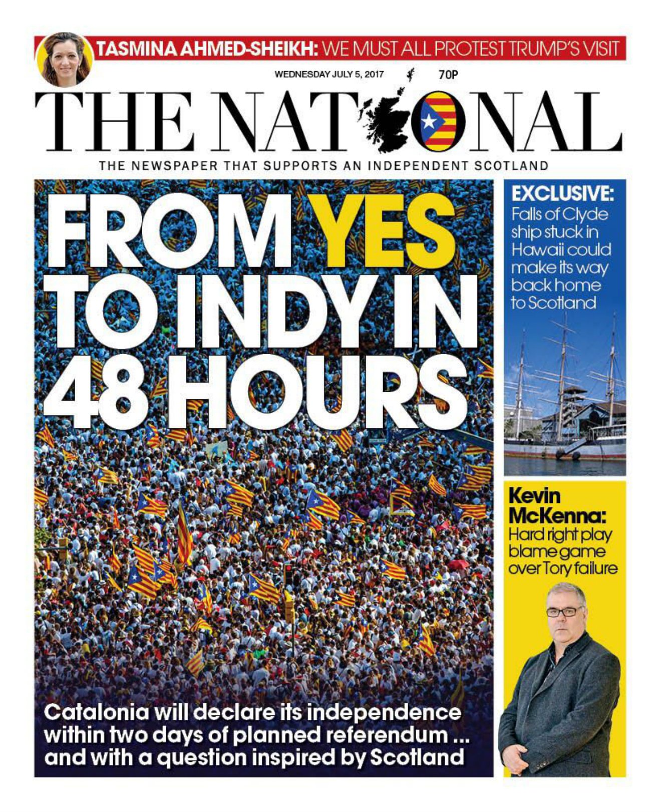 La impactante portada de 'The National': "Del sí a la independencia en 48 horas"