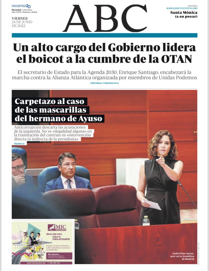 portada ABC 24 junio 2022 portada ABC 24 junio 2022