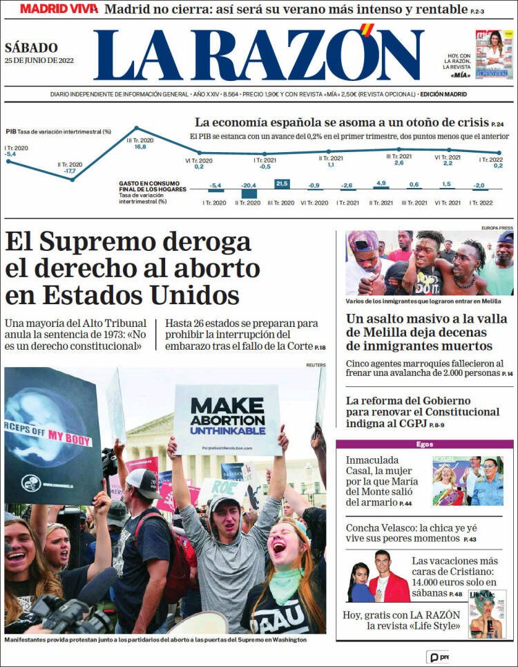 portada La Razón 25 junio 2022 portada La Razón 25 junio 2022