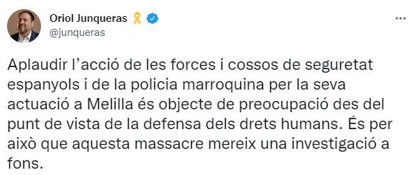 Tuit Oriol Junqueras Melilla