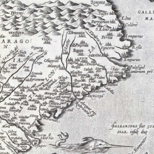 Mor Ortelius, l'autor del primer mapa castellanitzat de Catalunya. Mapa parcial de la península ibèrica (1572). Font Biblioteca Digital Hispànica