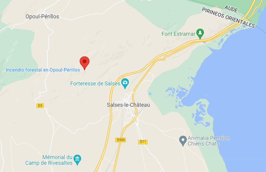 Mapa incendio forestal Òpol y Salses