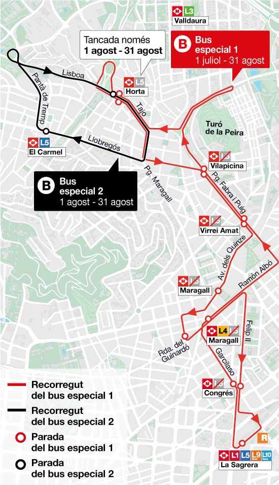 Recorregut Bus Especial L5 TMB