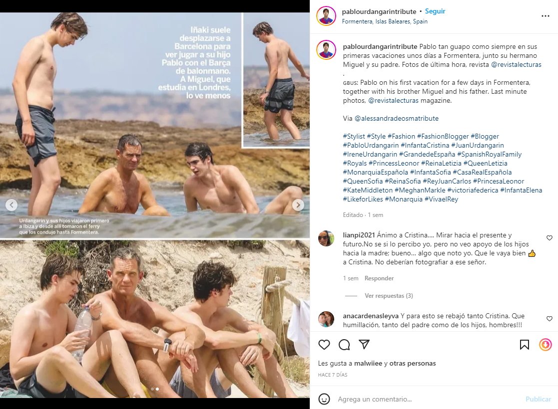 Iñaki Pablo y Miguel Urdangarin sin camiseta Formentera Instagram