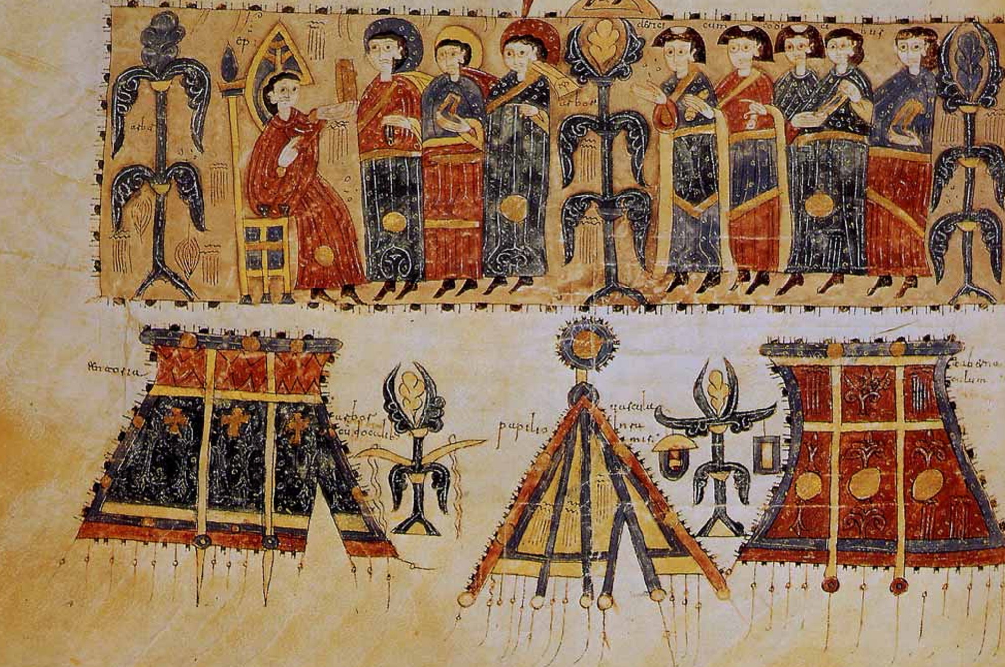 Representació de les elits mossaràbiques (segle IX). Códice Albeldense. Font Archivo de San Lorenzo del Escorial